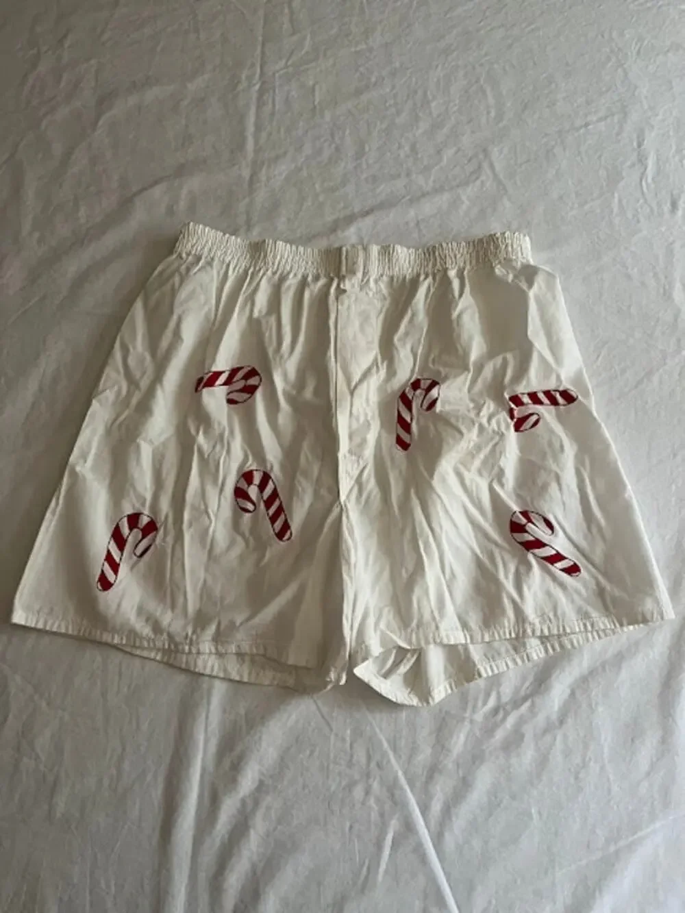 All Cotton Boxers White with Candy Canes Size 36 L NWOT